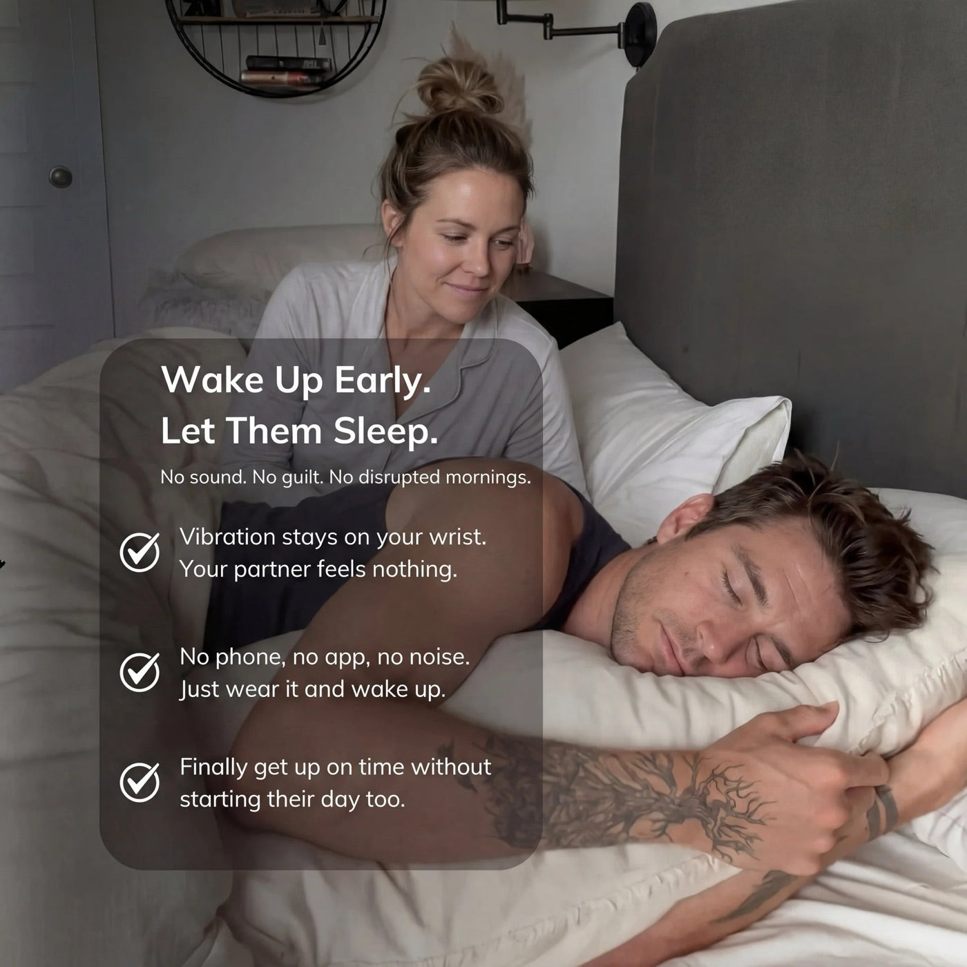 Wakes you with a touch, not a sound.